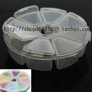 Diy tools 8-grid round bead box/storage box/transparent plastic storage box/jewellery box