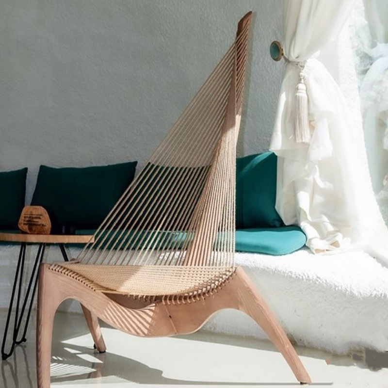 Smillo Nordic Solid Wood Sailing Chair Designer Style Harp Chair Art Creative Folk Wine Genguan Lounge Chaise Longue