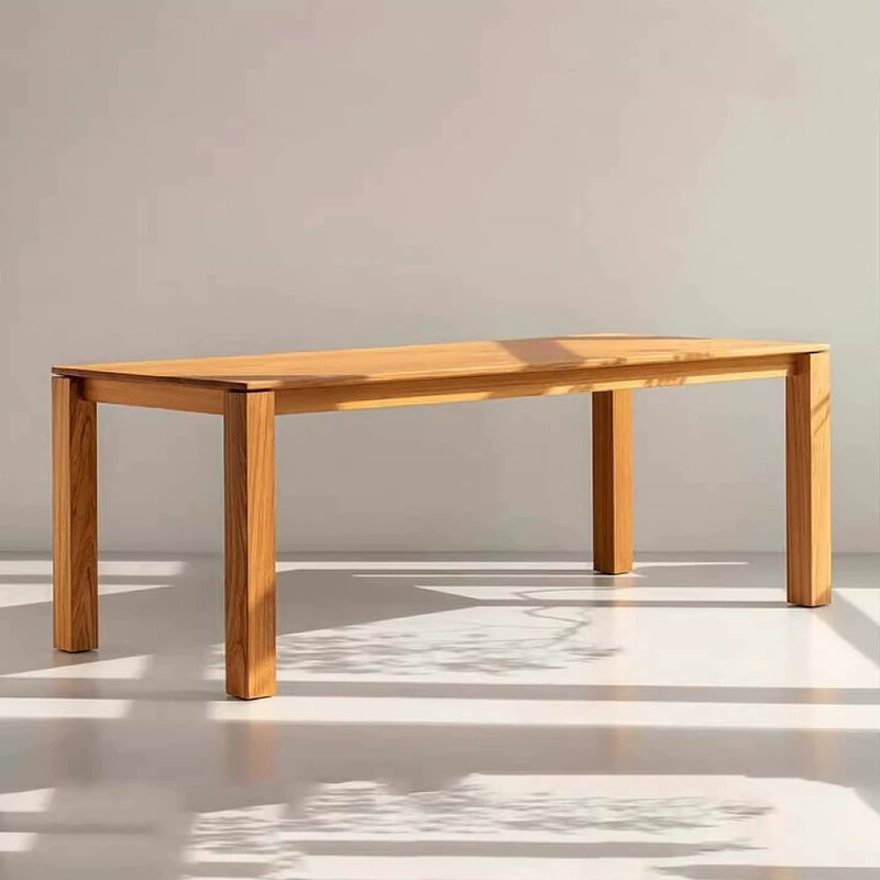 Myanmar Teak Solid Wood Rectangular Dining Table, North American Black Walnut All-Wood Desk, Vintage Style Large Slab Table