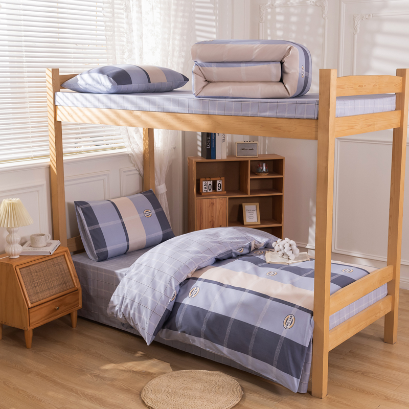 Student Dormitory Three-Piece Set 100% Pure Cotton Quilt Cover University Dormitory Bunk Bed Bedding Set 100% Cotton Six-Piece Set 0.9