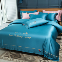 100 cotton embroidery four-piece set 60s long-staple cotton cotton cotton bed hats quilt cover hotel nude sleeping sheets bed three-piece bed