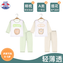 Baby Suit Home Air Conditioning Clothes Bamboo Fiber Spring Summer Thin baby Long sleeves Children Sleeping Boy Girl girl