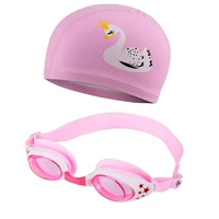 Белый лебедь + розовые плавательные очки