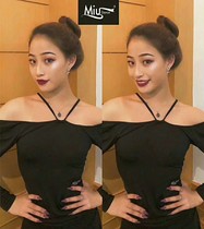 SOFTCHEN MIU autumn and winter womens long sleeve Latin dance practice dress one word collar bag hip big swing 017