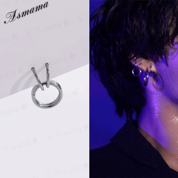 БТС Бойз Тиан Лю Го Джи Кей Джиогоу Сёмпл Earrings Простые и универсальные Смешанный ушной зажим
