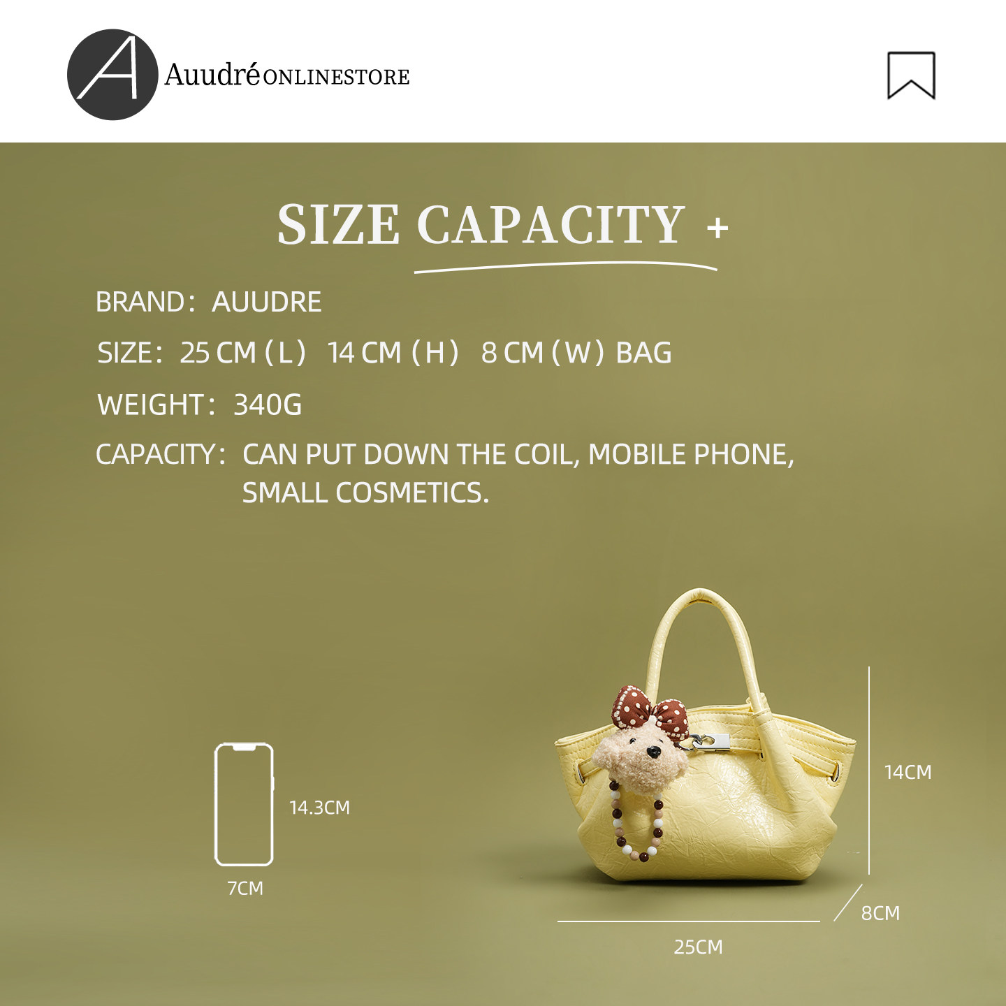 Auudre Luxury Stylish Yellow Handbag For Women 2026 New Summer Fashion Commuter Crossbody Small Tote Bag - Thumbnail 4