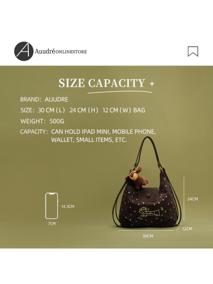 Auudre Simple and Stylish Large-Capacity Soft-Sided Backpack for Women 2026 New Fashion Commuter Shoulder Crossbody Bag