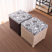  Storage stool storage stool leisure home with lid storage box glove box environmental protection multi-purpose pu grass weaving