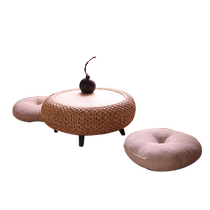 Japanese-style rattan small round table simple tatami bay window table small coffee table low tea table solid wood floor table window sill computer table