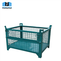 Metal turnover box auto parts fixed iron box stacked cage can be forklift handling custom box