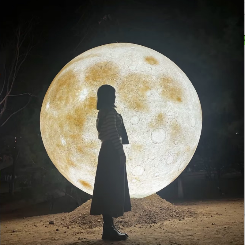 3D Moon Lamp Large Size Restaurant Bar Planet Lamp Decorative Atmosphere Camping Ball Lamp Outdoor Floor-Standing Moon Lamp