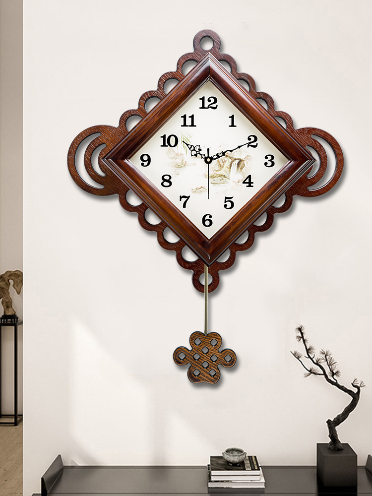 Poly Chinese style solid wood swing living room big wall clock creative modern Chinese style mute vintage clock Quartz clock