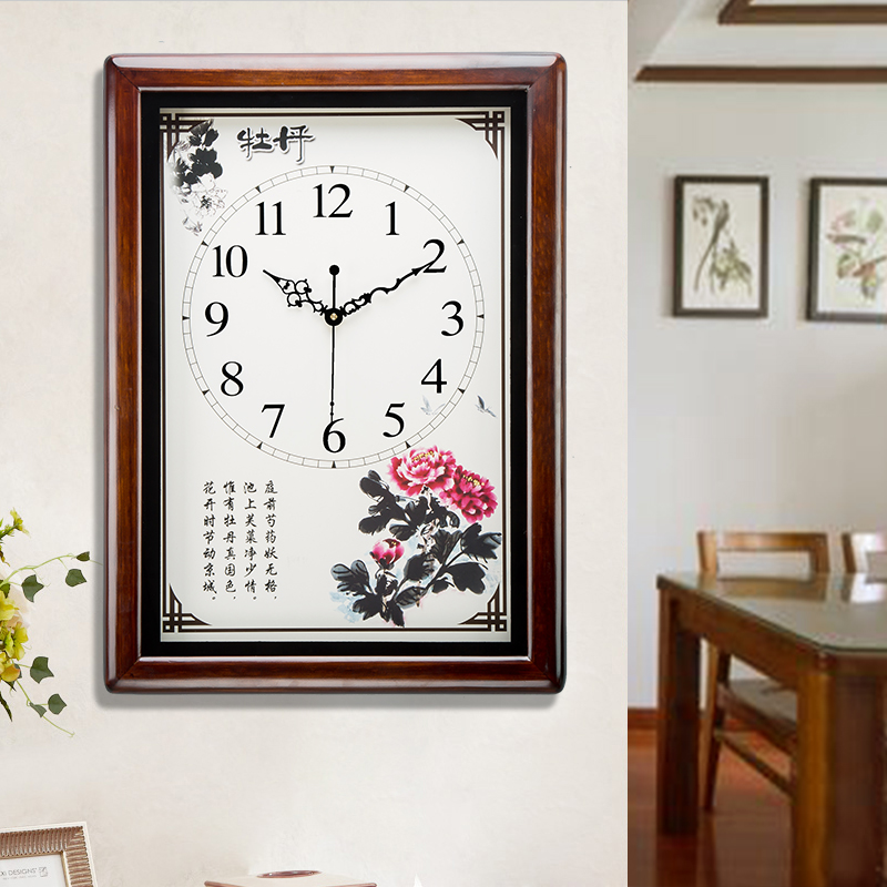 Poly Large Solid Wood New Chinese-style Anti-Style Wall Clock Living Room Silent Quarter Watch Chinese Wind Clock
