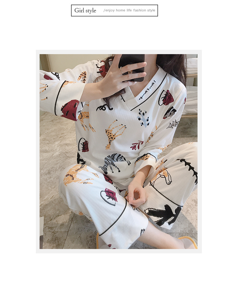 Bộ đồ ngủ nữ mùa xuân và mùa thu cotton dài tay phiên bản Hàn Quốc của bộ phim hoạt hình dễ thương ngọt ngào công chúa nhà gió phần mỏng có thể mặc bên ngoài bộ đồ bộ mặc nhà đẹp