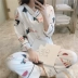 Bộ đồ ngủ nữ mùa xuân và mùa thu cotton dài tay phiên bản Hàn Quốc của bộ phim hoạt hình dễ thương ngọt ngào công chúa nhà gió phần mỏng có thể mặc bên ngoài bộ đồ hình ảnh đồ bộ kiểu Bộ Pajama