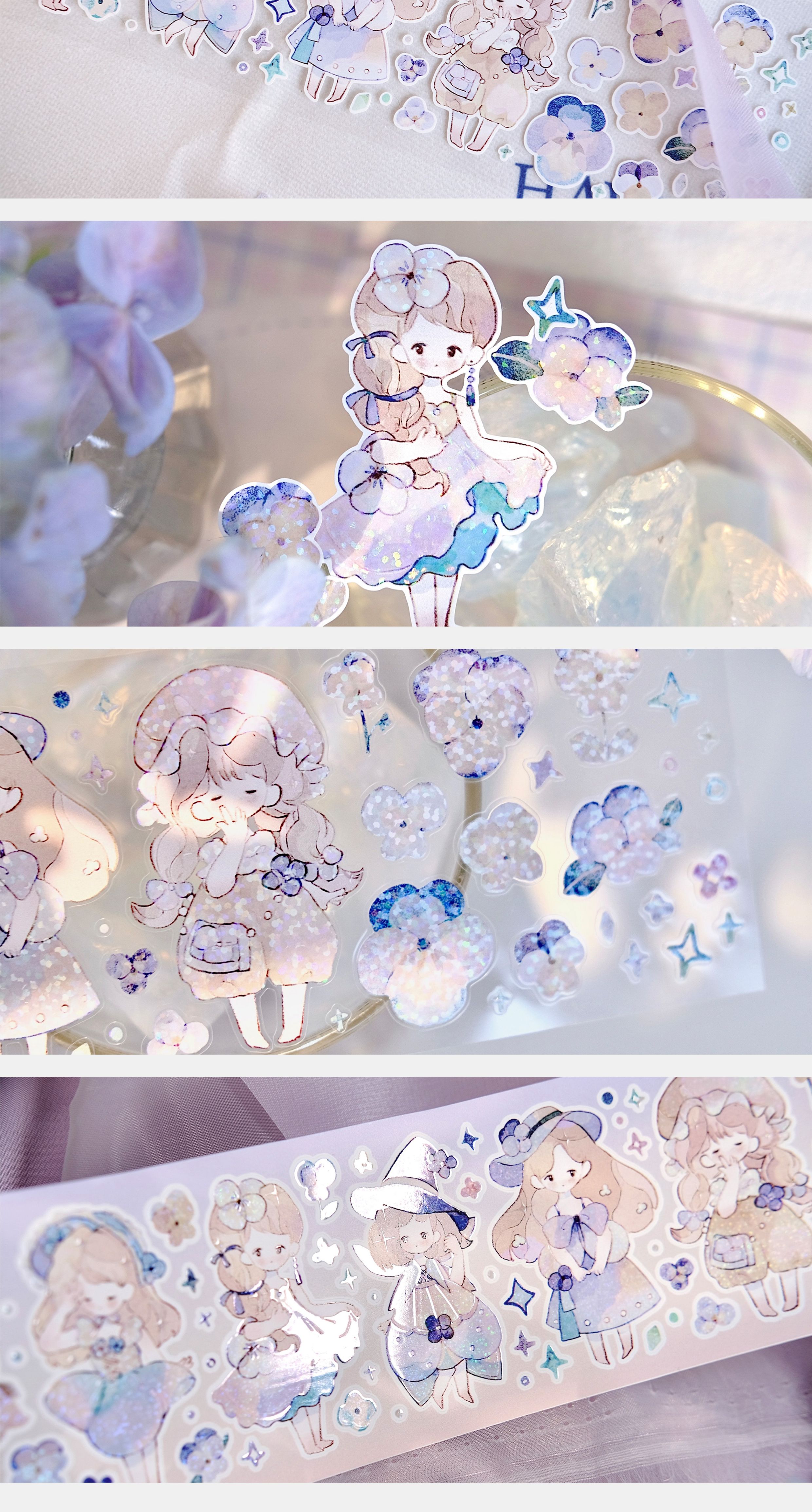 【預售】Vol4 小花仙 雀斑茶新品原創模切貼紙卷 - 膠紙/膠帶/紙膠帶 - 紙 粉紅色