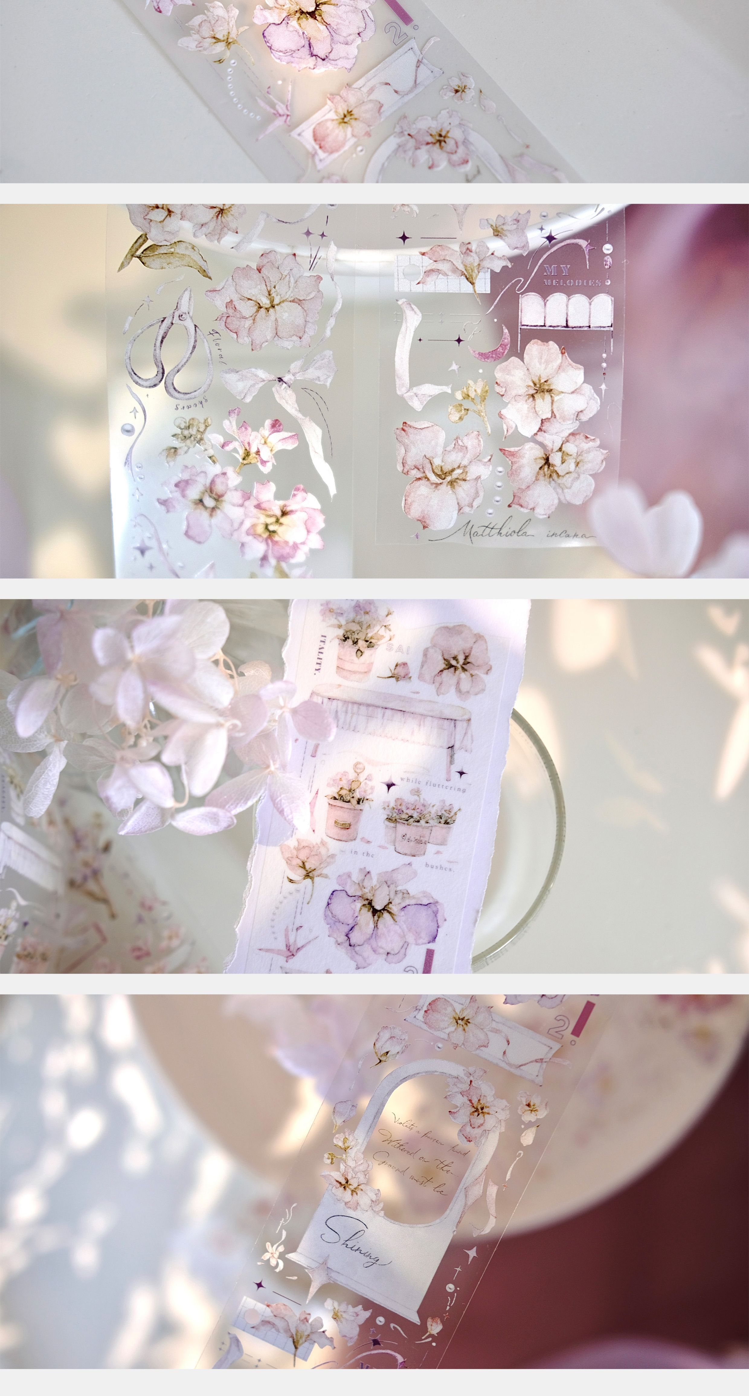 【預售】Vol4 浮夢花店 雀斑茶新品手帳膠帶 和紙/PET - 膠紙/膠帶/紙膠帶 - 紙 紫色