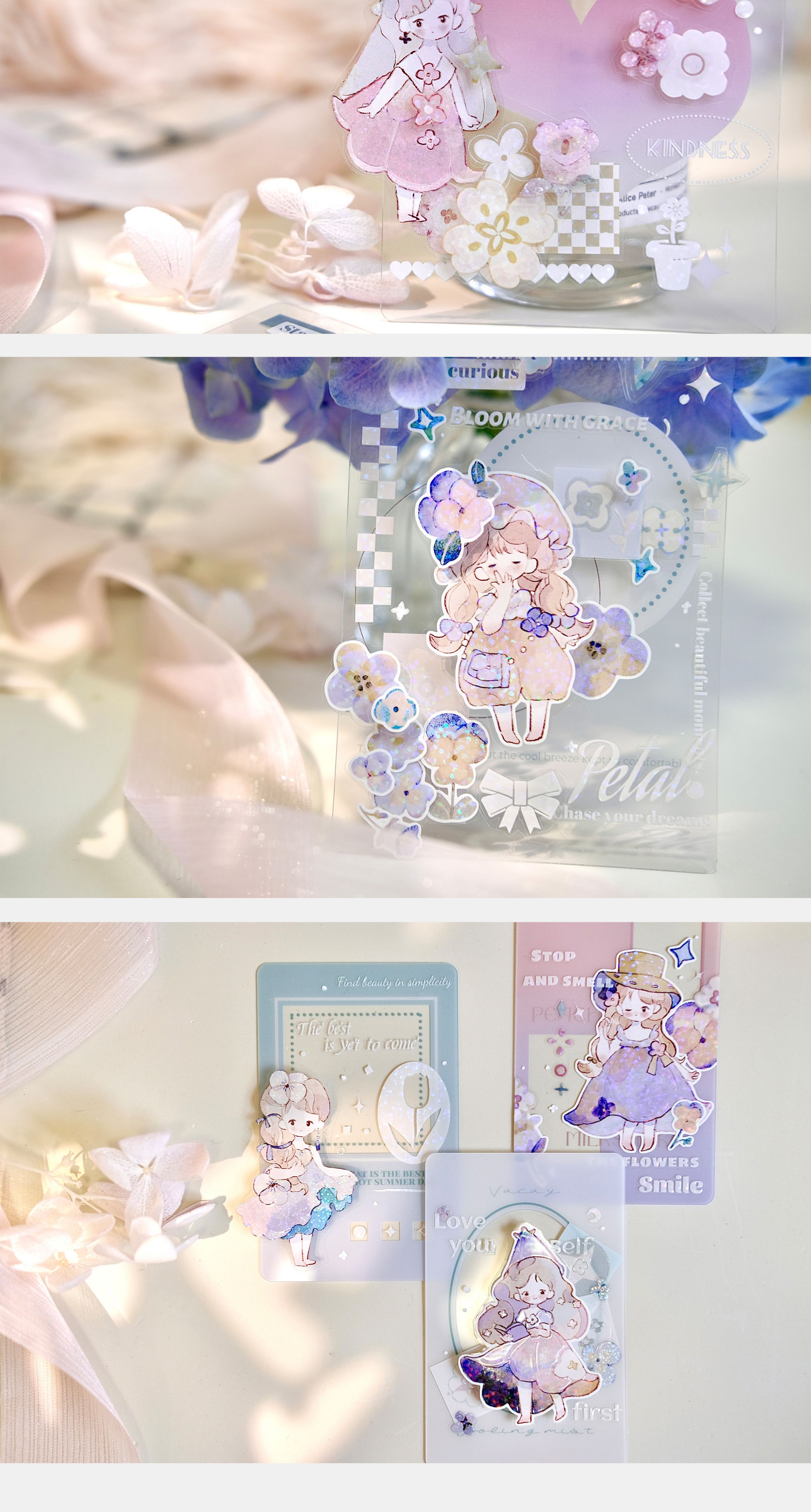 【預售】Vol4 月光碎片 雀斑茶新品原創模切貼紙卷 - 膠紙/膠帶/紙膠帶 - 紙 紫色