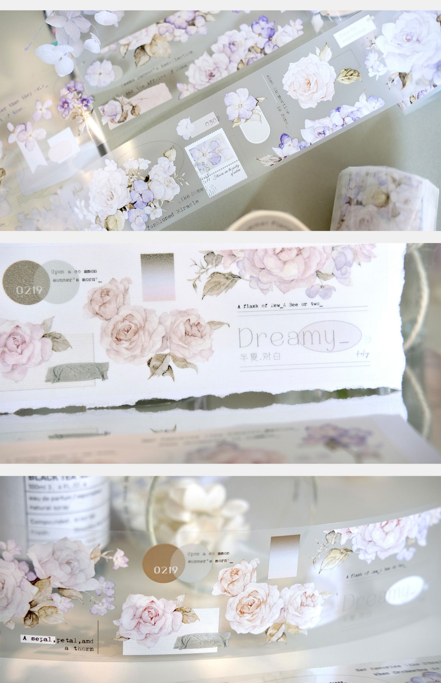 【預售】Vol4 春嫵花間 雀斑茶新品手帳膠帶 和紙/PET - 膠紙/膠帶/紙膠帶 - 紙 藍色