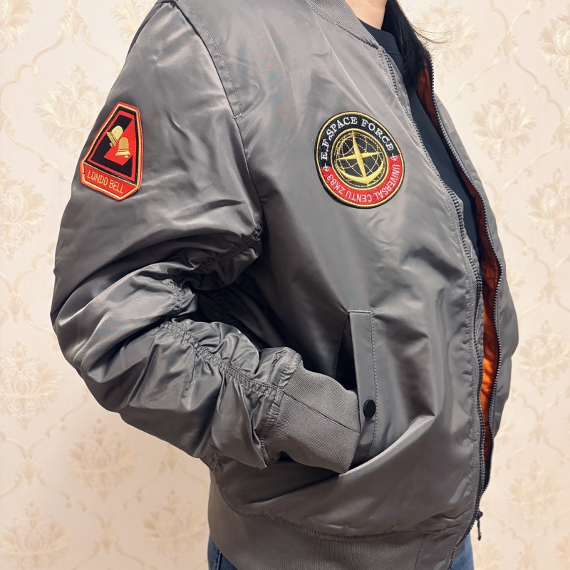 Mobile Suit Gundam Earth Federation Emblem Embroidered Ma-1 Pilot Jacket Unisex Loose Cotton Coat