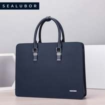 Special Cabinet Identical to Hillenburg Mens briefcase Business lock bag genuine leather handbag minimalist Inclined Cross Computer Backpack
