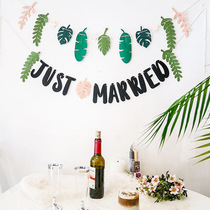 Christmas ins Net red wedding house decoration just married pull flower birthday party tropical leaf color flag draw