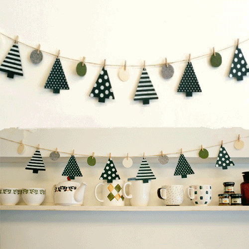 New Year Christmas decorations photo walls Decorative Pull Flowers Color Flags Party Arrangement Clips 3 m Christmas Trees Small Laps Flags