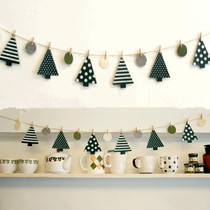 New year Christmas decoration photo wall decoration flower flag party arrangement Clip 3 m Christmas tree small pull flag