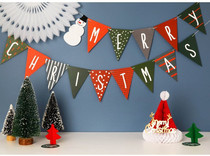 Christmas decoration colorful flag party stage background hanging flag Korean version of Christmas snowman letter pennant 3m pull flag