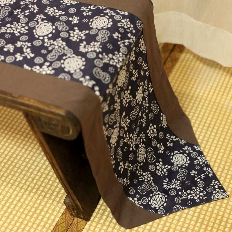 (Fengming) All cotton numb Guqin Table Flag Gaibu National Wind Blue Flower Dust-resistant Bouguqin Shallow Side Calligraphy Tablectable Cloth-Taobao