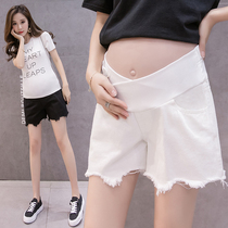 Pregnant women denim shorts Summer fashion wear thin bottom belly shorts female tide mom summer pregnant women wide leg pants