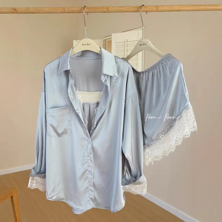 Victoria Silk Pajamas for Women Spring and Summer 2026 New Pure Lust Lace Shirt Set Mulberry Silk Home Wear Victoria Silk Pajamas for Women Spring and Summer 2026 New Pure Lust Lace Shirt Set Mulberry Silk Home Wear