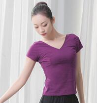 Art Kao Practicing Costume blouses female adult V collar short sleeves Tight Elastic Ballet dance Gymnastics Suit Body Yoga Clothes