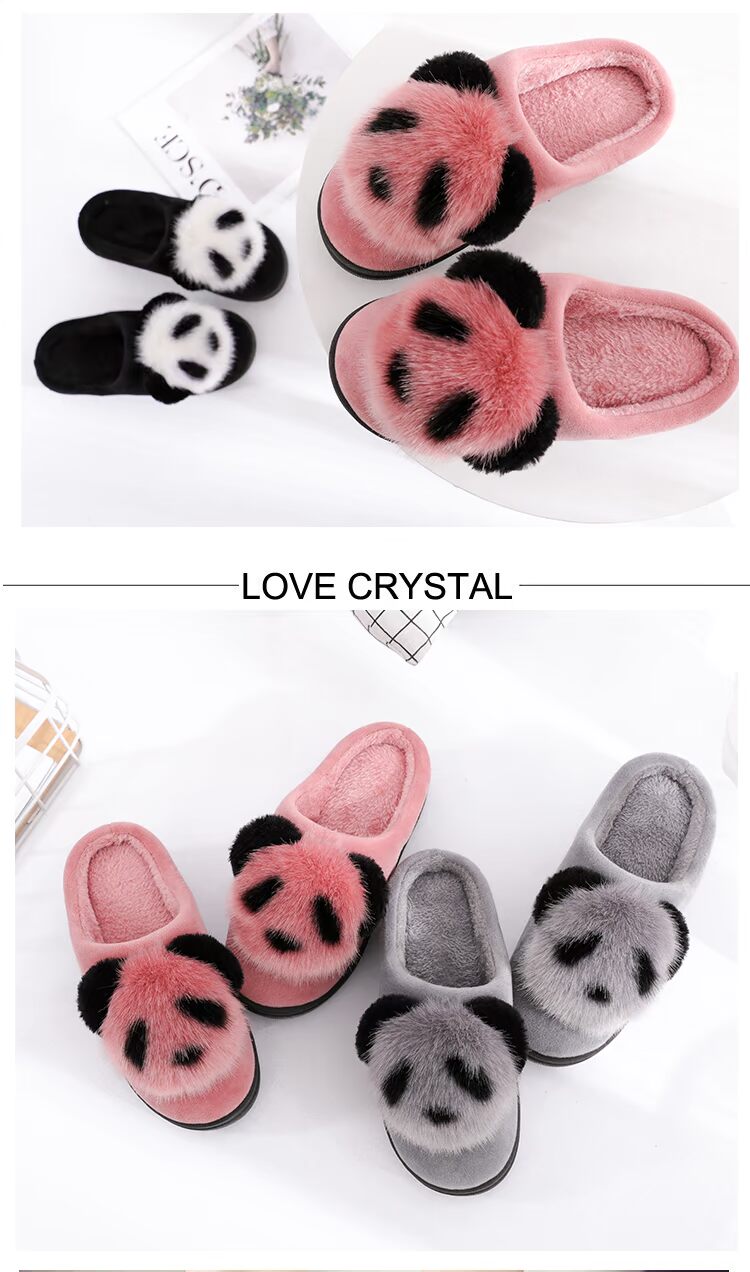 Winter Panda mới cao gót ấm chống nêm chống trượt với nhà trong nhà hoạt hình dép bông nữ dép quai hậu nữ đi học