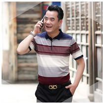 Dad Dress Short Sleeve T-shirt Male Summer Clothing Middle Aged Ice Polo Polo Shirt 4050-year-old mens T-shirt 60 blouses