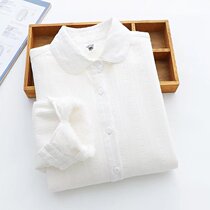 Hawling and thick autumn and winter pure cotton long sleeved white shirt girl little boy college wind with a shirt professional shirt
