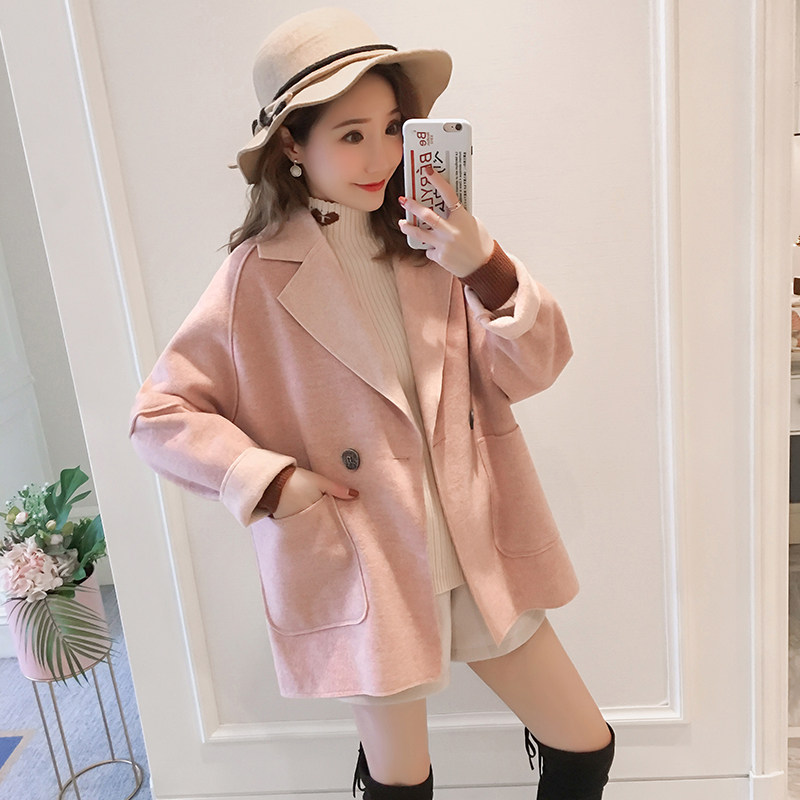 Woolen coat women's short style 2019 spring and autumn new Korean version loose slim casual all-match Hepburn small man coat