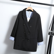 Black double - row button small suit coat female vacation two loose temperament net red in spring and autumn 2022 new models