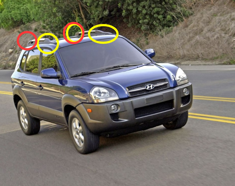 Thích ứng với giá đỡ mái che hiện đại 04-14 Tucson bao gồm khung mái trước và sau phụ kiện gốc MOBIS - Roof Rack thanh lý giá nóc ô to