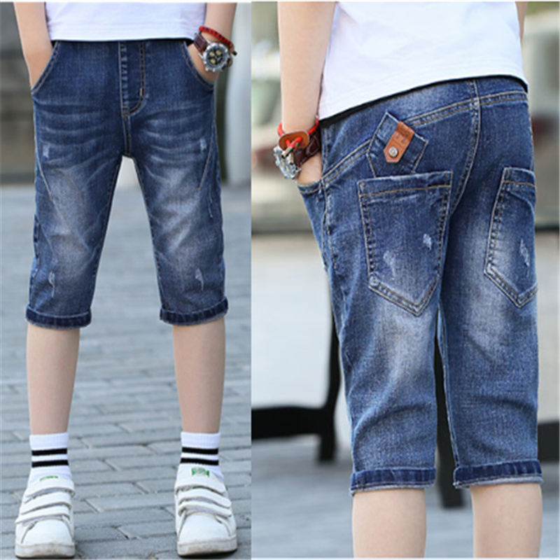 chàng trai quần áo trẻ em denim quần short trẻ em quần quần bảy điểm quần quần ngựa Hàn Quốc phiên bản của mùa hè 2020 mô hình mỏng mới.