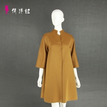 New simple cloak stand-up collar womens handmade double-sided cashmere woolen trench coat factory direct sales
