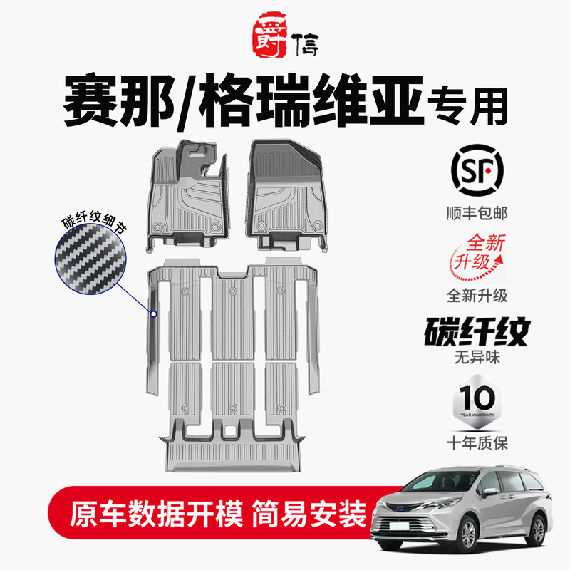 Juxin Is Specifically Used for Toyota Sienna Floor Mats, Tpe Sienna Sienna Granvia Carbon Fiber Pattern Full Surround Floor Mats