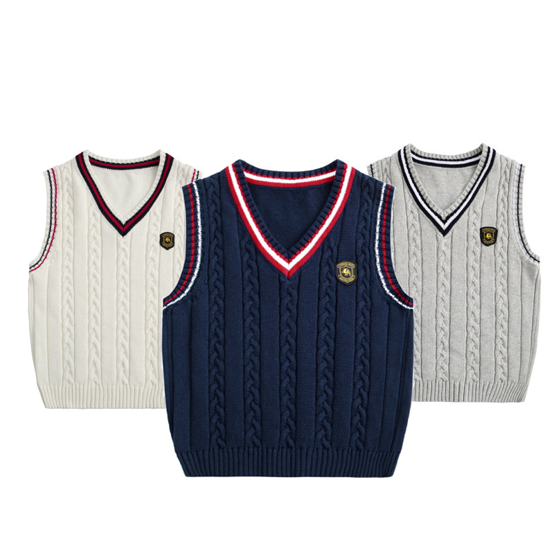 (Everyday Special) Vest boys vest girls knitted sweater student school uniform spring and autumn middle-aged children