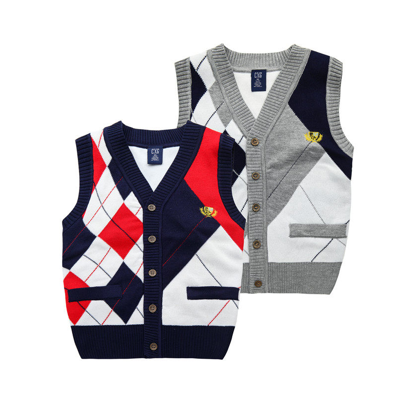 Baby Margaret Spring and Autumn Boys Vest Carnivore Children's Sweater College Fengbaby Knitting Marathon Spring and Autumn