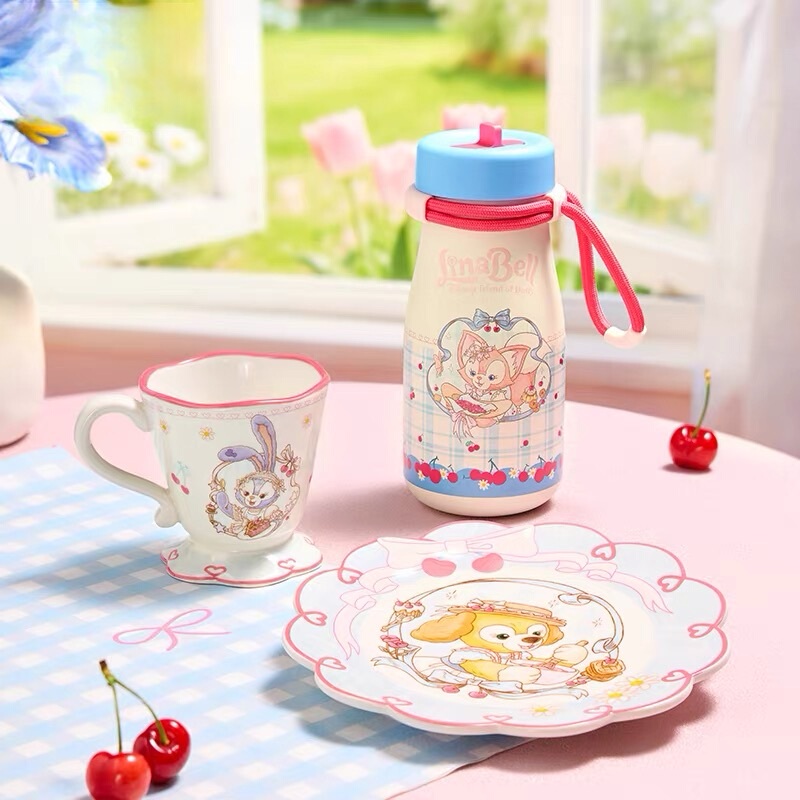 Shanghai Disney Domestic Duffy and Friends Cherry Bakery Koki an Dinner Plate Mug Straw Cup