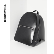 Finebagstudio Mens Bull Leather Double Shoulder Backpack Large Capacity Computer Bag Fashion Casual Minimalist