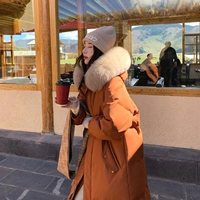 Пуховик для беременных, длинное пальто, удерживающая тепло бархатная куртка, средней длины, увеличенная толщина, утиный пух