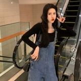 Осенние штаны, джинсы, комбинезон, базовый лонгслив, приятный телу осенний комплект