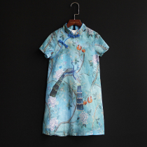 Summer new style girls short-sleeved cheongsam childrens Chinese style catwalk improved Hanfu skirt parent-child mother-daughter original thin style