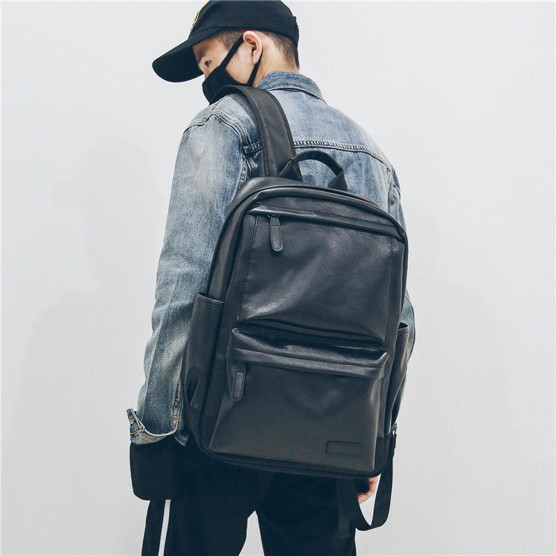 Leather tide brand backpack men's business backpack travel rainproof all-match high school students computer school bag fashion